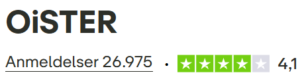 Oister Trustpilot score