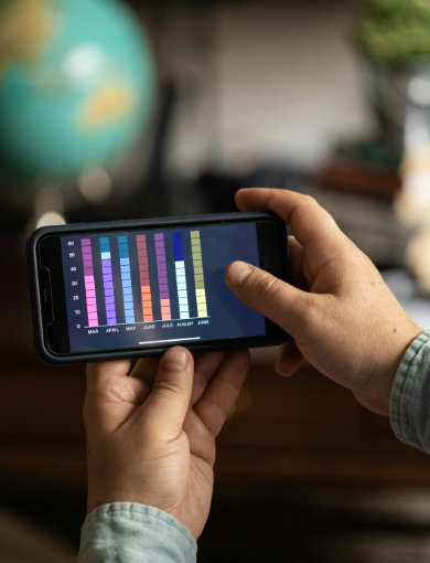 Mobiltelefon med data på skærmen - fri data