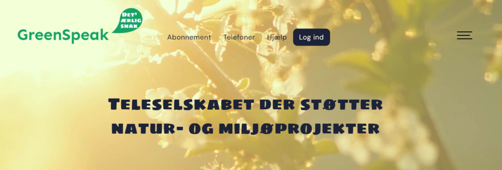 Greenspeak forside af hjemmeside - et andet teleskab som er grønt