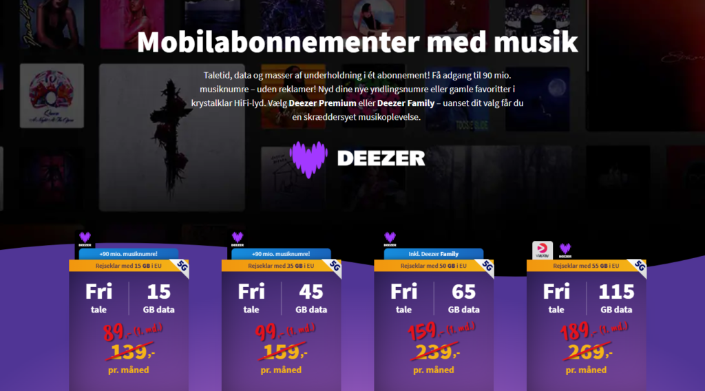 Mobilabonnement med Musik - Oister og Deezer