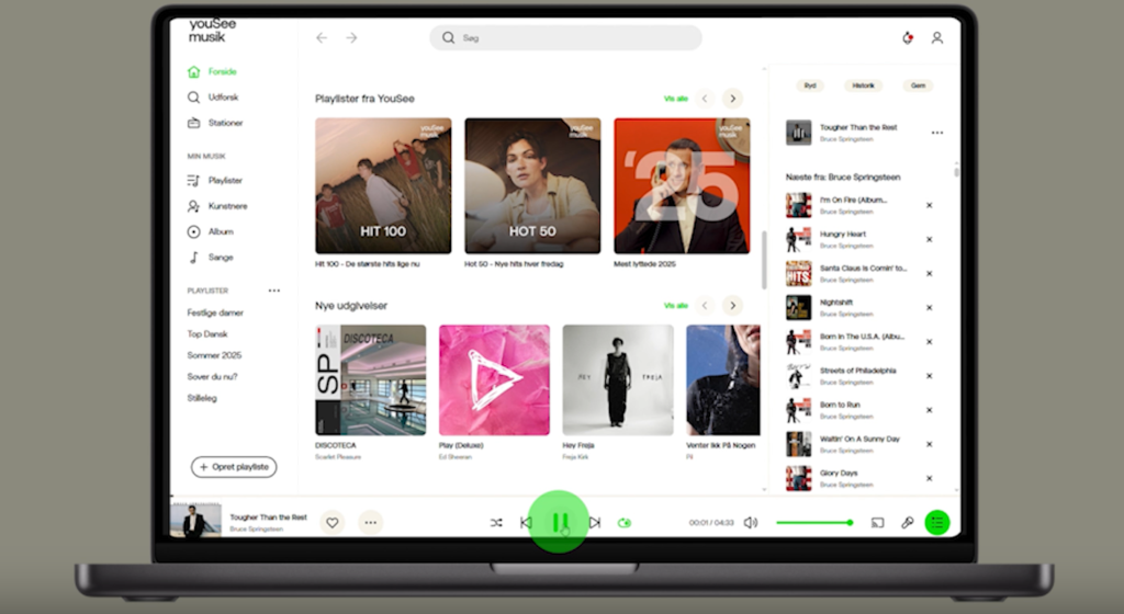 YouSee Musik på en bærbar